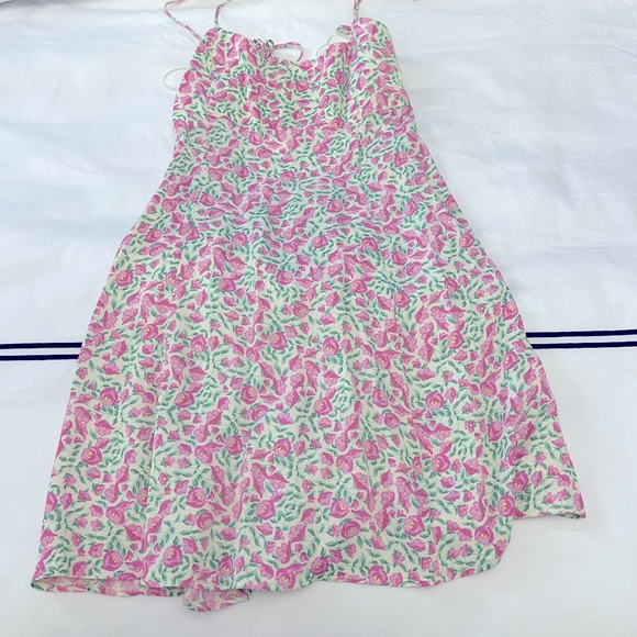 Zara Dresses Zara Green And Pink Floral Mini Babydoll Dress Poshmark
